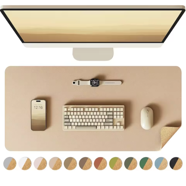 Eco-Friendly Cork Desk Mat – Dual-Sided Leather & Cork Desk Protector