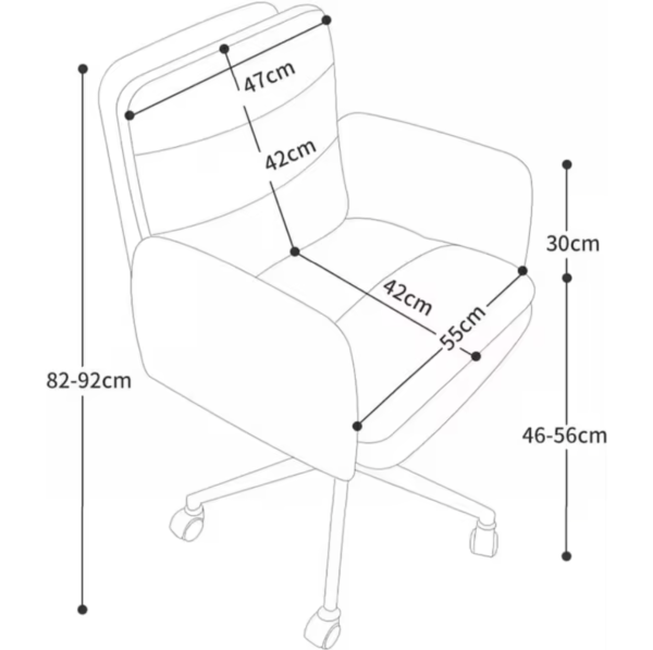 Fabric Computer Chair – Ergonomic Upholstered Backrest Vanity Chair for Girls/Women - Image 9