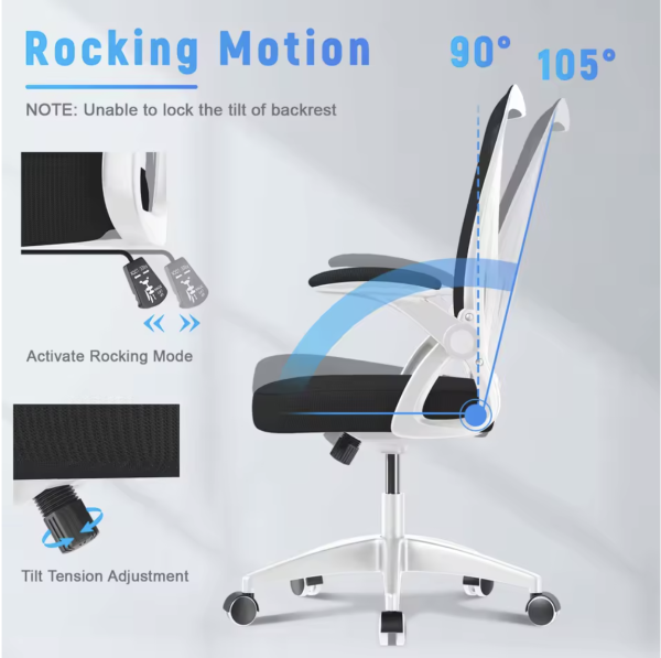 Office Chair Slide Seat 90° Flip-up Armrest - Image 3