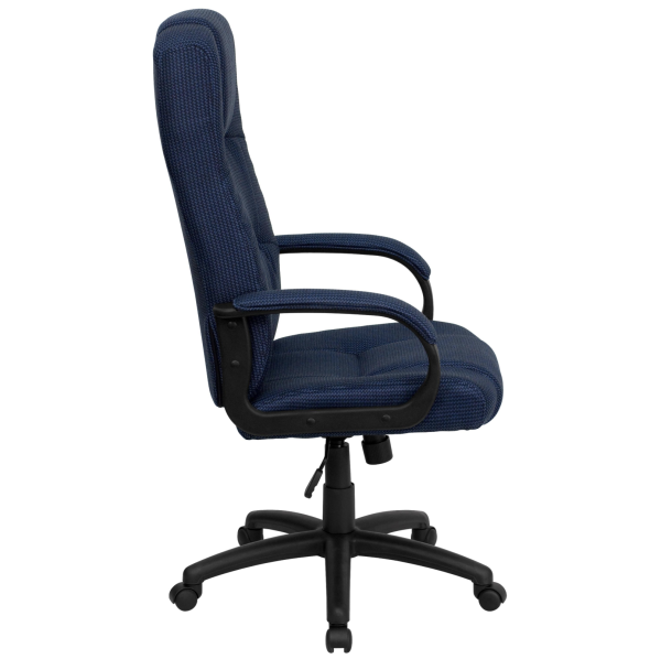 High Back Blue Fabric Executive Office Chair with Arms - Image 2