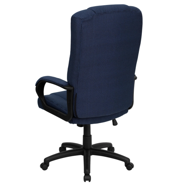 High Back Blue Fabric Executive Office Chair with Arms - Image 3