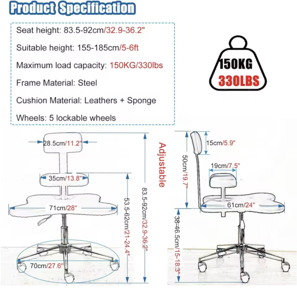 Cross Legged Office Armless Kneeling Chair - Image 9