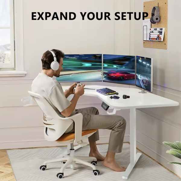 L-Shaped Computer & Gaming Desk – Adjustable Height Corner Desk - Image 2