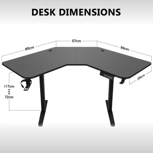 L-Shaped Computer & Gaming Desk – Adjustable Height Corner Desk - Image 3