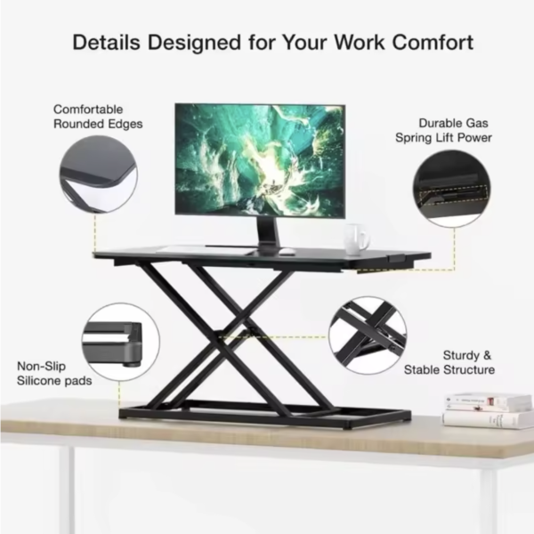 Adjustable Sit-Stand Desk Converter – Height Adjustable Computer & Laptop Riser - Image 2