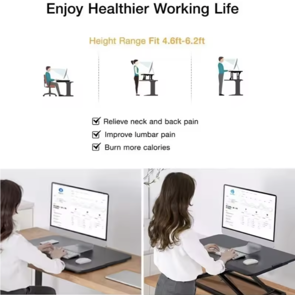 Adjustable Sit-Stand Desk Converter – Height Adjustable Computer & Laptop Riser - Image 4