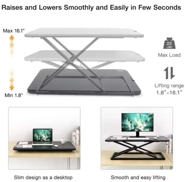 Adjustable Sit-Stand Desk Converter – Height Adjustable Computer & Laptop Riser - Image 5