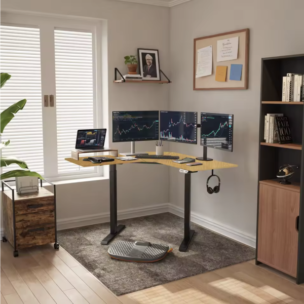 Electric Height-Adjustable V-Shaped Gaming & Study Corner Desk