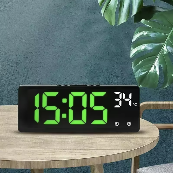 Digital Clock with Temperature Display – Voice Control LED Alarm Clock