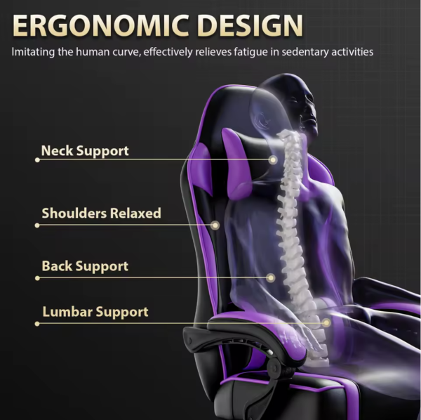 Ergonomic Video Game Chair for Adults with Footrest - Image 5