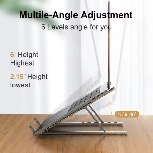 Foldable Laptop Stand for Desk – Portable Aluminium Notebook Holder - Image 2