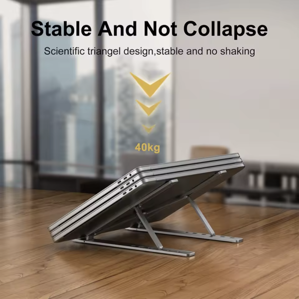 Foldable Laptop Stand for Desk – Portable Aluminium Notebook Holder - Image 3