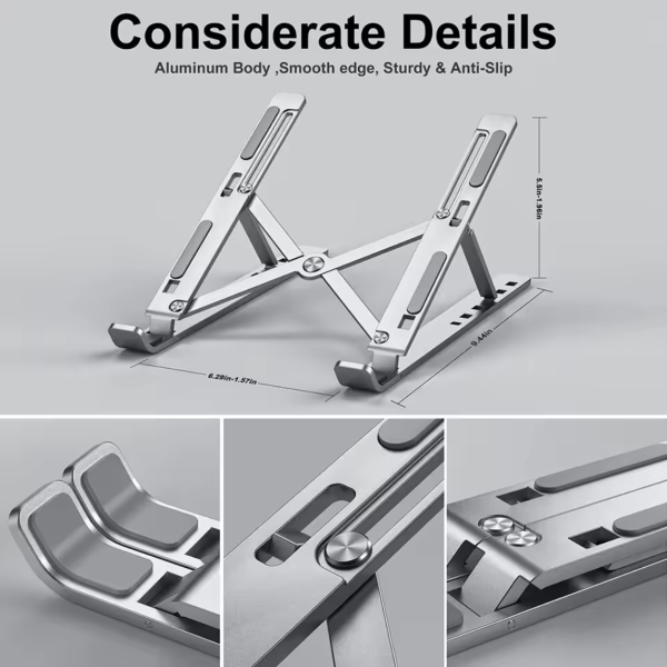 Foldable Laptop Stand for Desk – Portable Aluminium Notebook Holder - Image 5