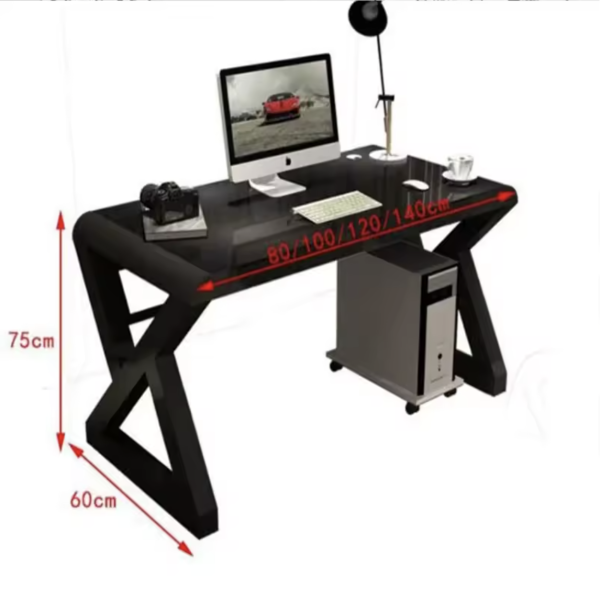 Luxury Tempered Glass Computer Desk – Integrated Bookshelf & Study Workstation - Image 5