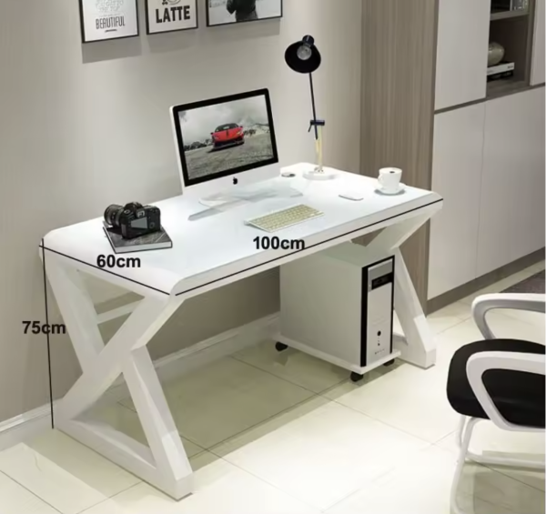 Luxury Tempered Glass Computer Desk – Integrated Bookshelf & Study Workstation - Image 6