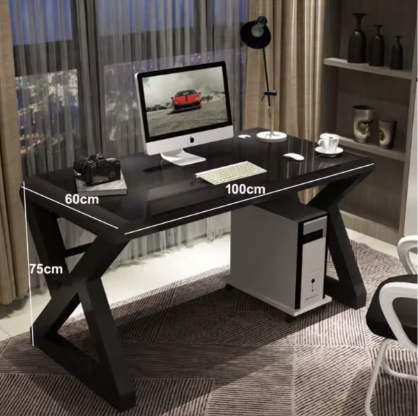 Luxury Tempered Glass Computer Desk – Integrated Bookshelf & Study Workstation - Image 7