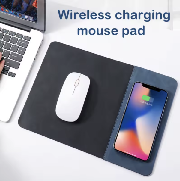 Leather Desk Mat with Phone Holder – 2-in-1 Wireless Charging Mouse Pad (15W Fast Charging)