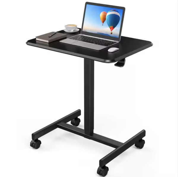 Mobile Computer Cart with Wheels – Adjustable Sit-Stand Laptop Desk