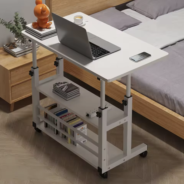 Height Adjustable Rolling Desk – Mobile Bedside Laptop Table with Wheels - Image 4