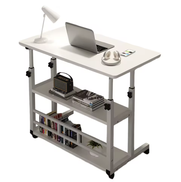 Height Adjustable Rolling Desk – Mobile Bedside Laptop Table with Wheels - Image 6