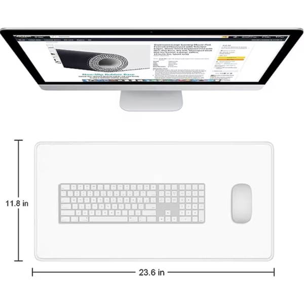 Ivory White XL Extended Gaming Mouse Pad – Non-Slip & Stitched Edges - Image 2