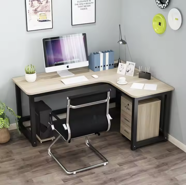 Modern Wooden L-Shaped Office Desk – Executive Corner Workstation for Professionals - Image 3