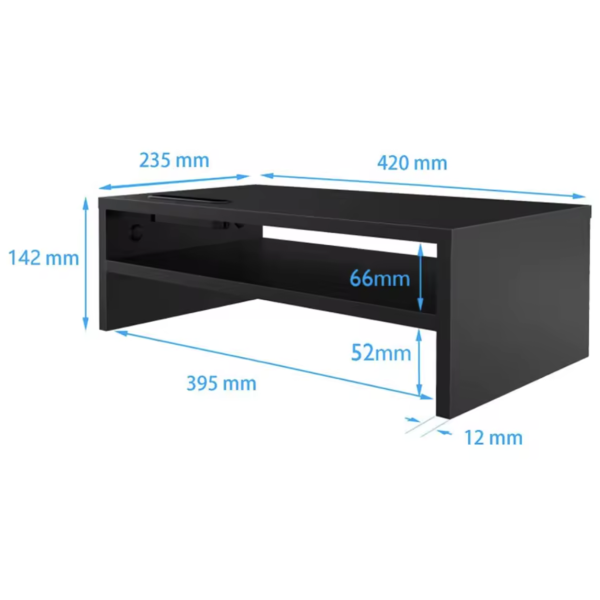 Wooden Monitor Riser – 2-Tier Stand with Phone Holder & Cable Management - Image 6