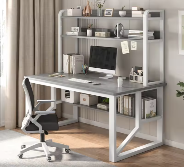 Workstation Desk with Bookshelf Storage – Multi-Functional Office & Study Desk