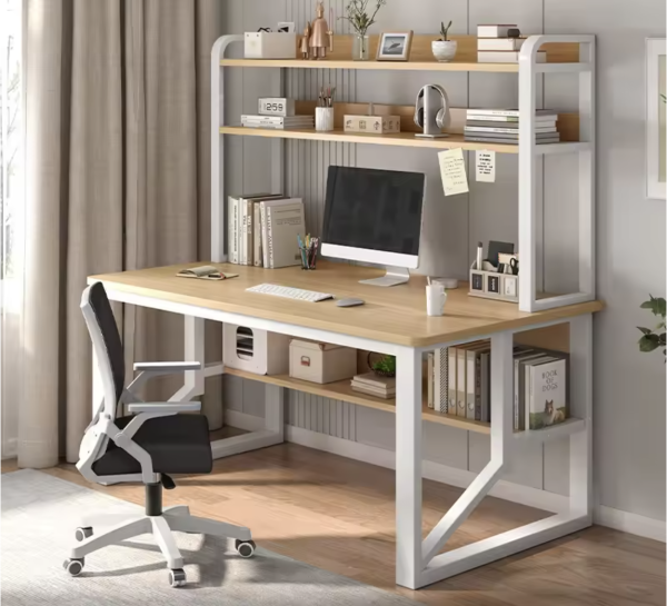 Workstation Desk with Bookshelf Storage – Multi-Functional Office & Study Desk - Image 2